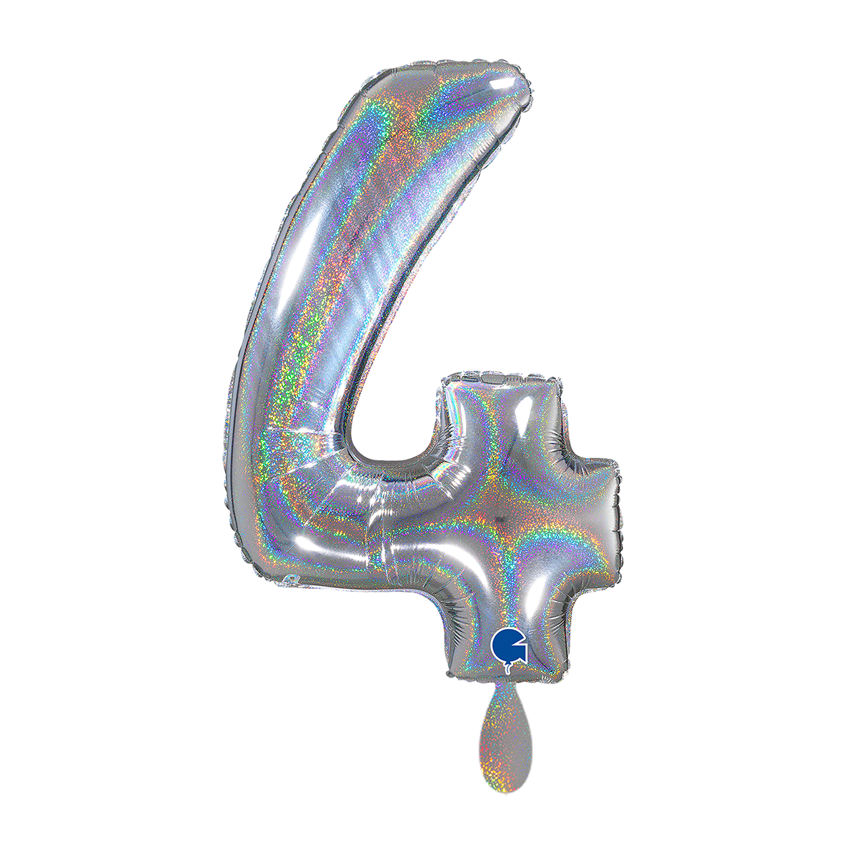 1 Balloon XL - Number 4 - Glitter Holographic Silver