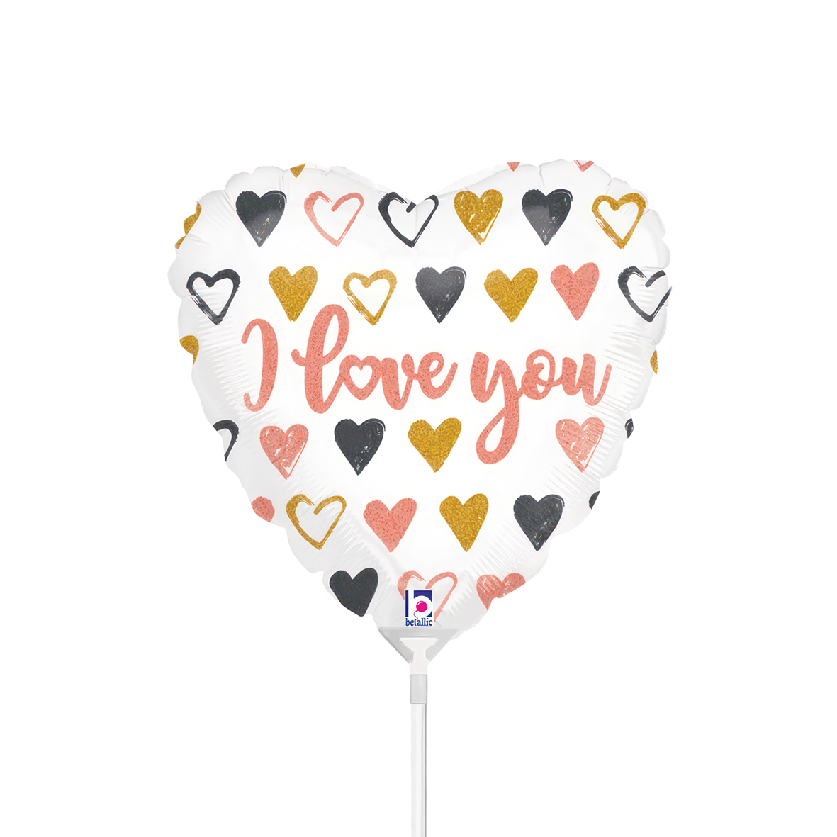 10 Miniballoons Airfilled - Rose Gold Heart Love You (Unverpackt)