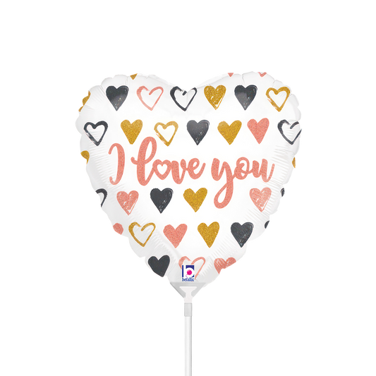 10 Miniballoons Airfilled - Rose Gold Heart Love You (Unverpackt)