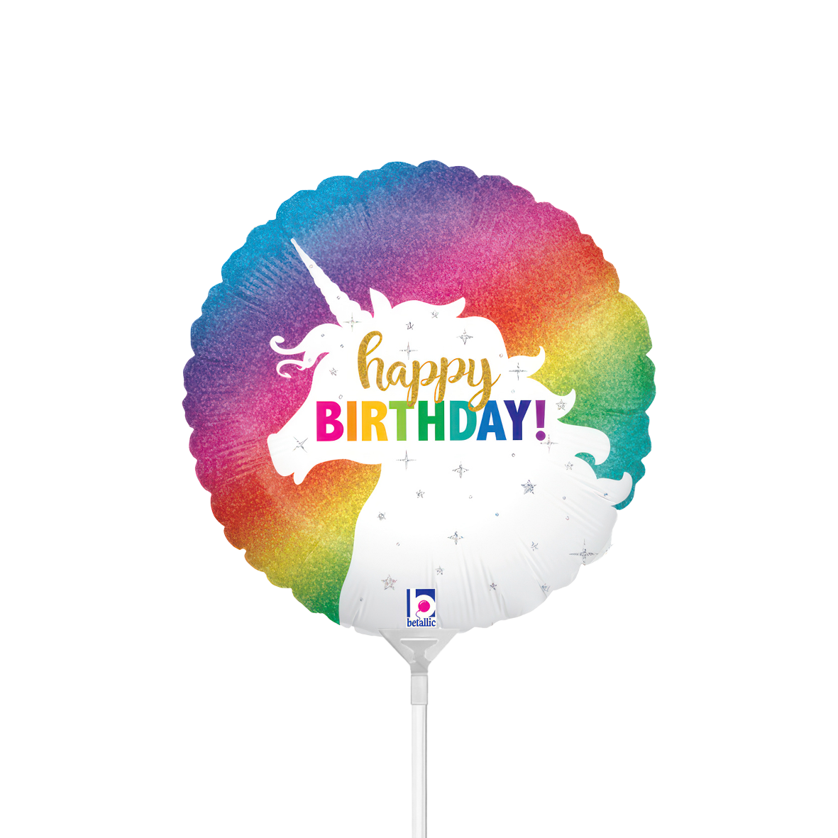 10 Miniballoons Airfilled - Glitter Unicorn Birthday (Unverpackt)