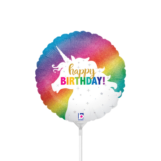 10 Miniballoons Airfilled - Glitter Unicorn Birthday (Unverpackt)