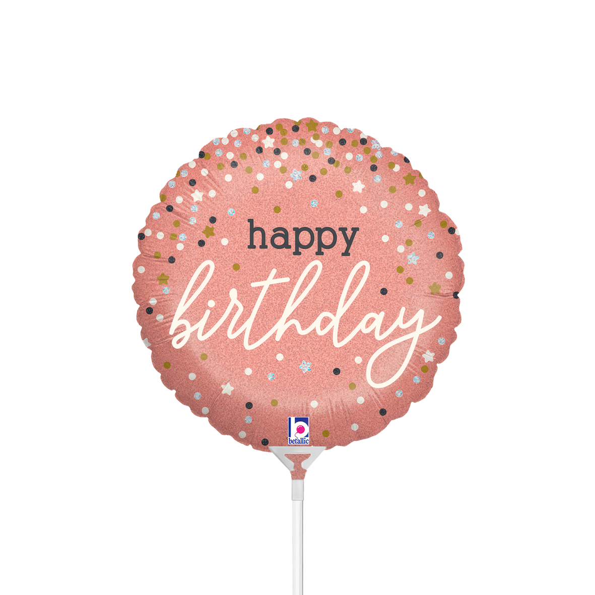 10 Miniballoons Airfilled - Rose Gold Confetti B-Day (Unverpackt)
