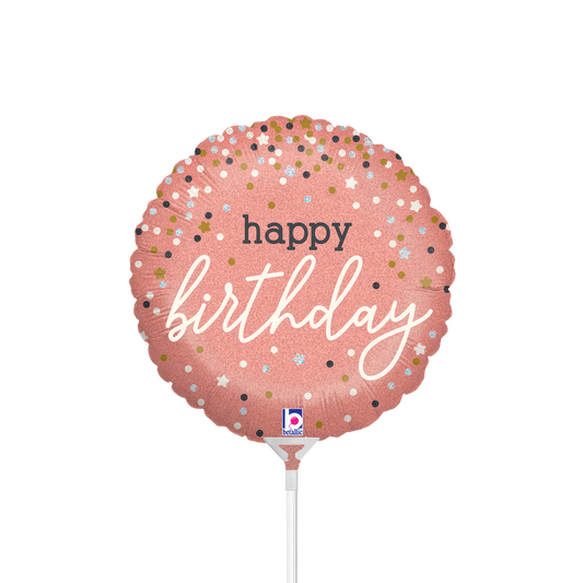 10 Miniballoons Airfilled - Rose Gold Confetti B-Day (Unverpackt)