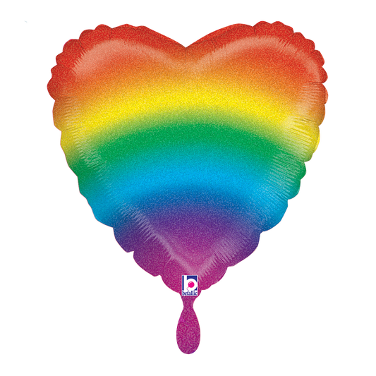 1 Balloon - Glitter Rainbow Heart