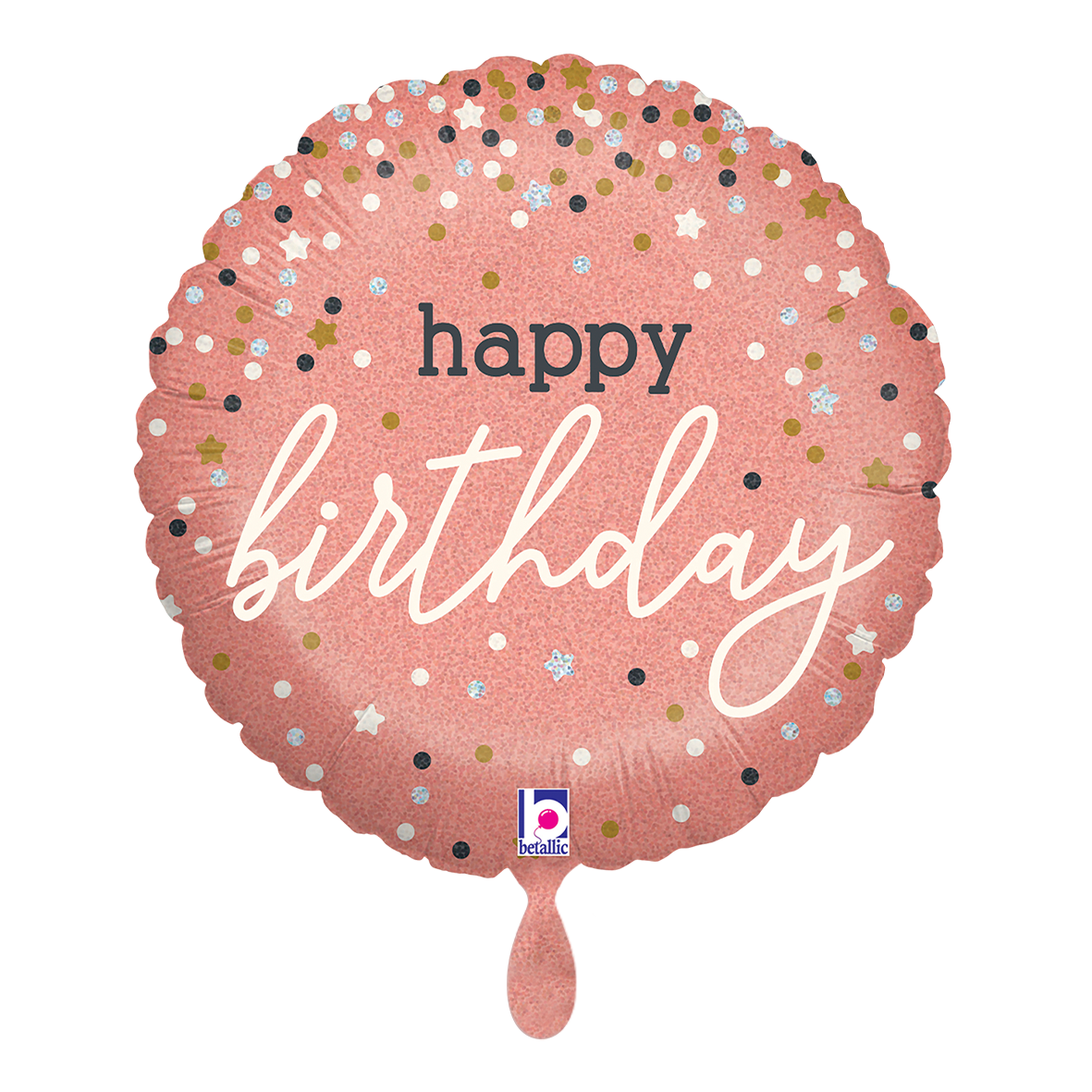 1 Balloon - Rose Gold Confetti B-Day