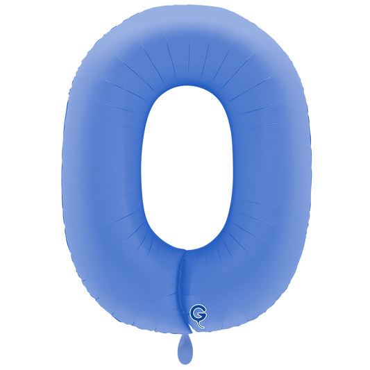 1 Balloon XXL - Number 0 - Soft Matte Lotus Blue
