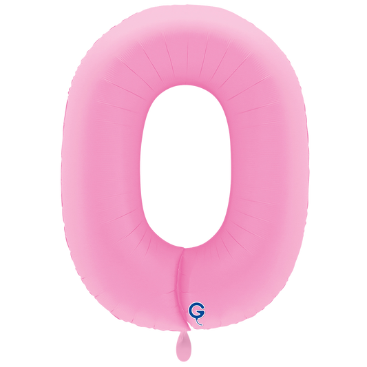 1 Balloon XXL - Number 0 - Soft Matte Sakura Pink