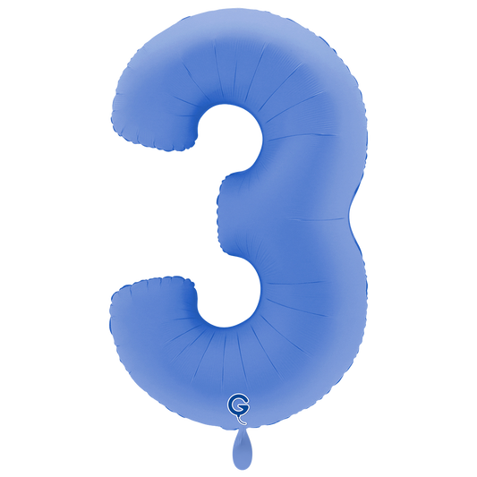 1 Balloon XXL - Number 3 - Soft Matte Lotus Blue