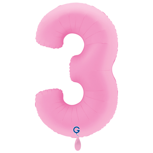 1 Balloon XXL - Number 3 - Soft Matte Sakura Pink