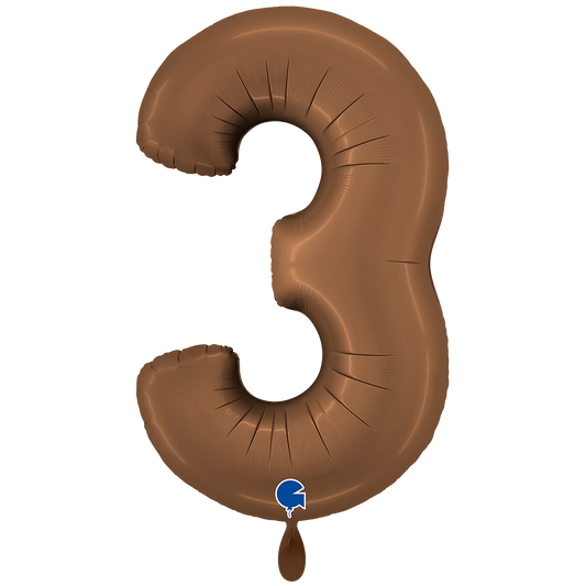 1 Balloon XXL - Number 3 - Satin Chocolate