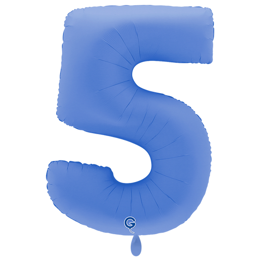 1 Balloon XXL - Number 5 - Soft Matte Lotus Blue