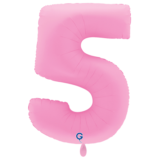 1 Balloon XXL - Number 5 - Soft Matte Sakura Pink