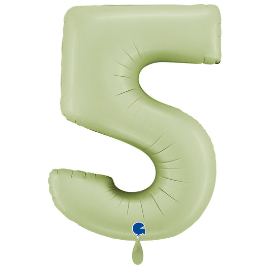 1 Balloon XXL - Number 5 - Satin Olive Green