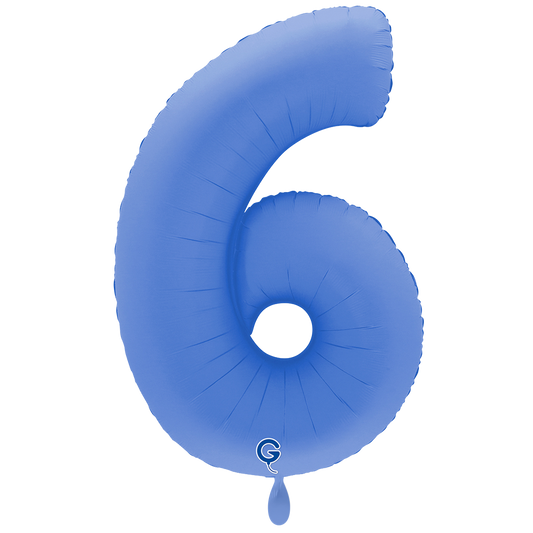 1 Balloon XXL - Number 6 - Soft Matte Lotus Blue