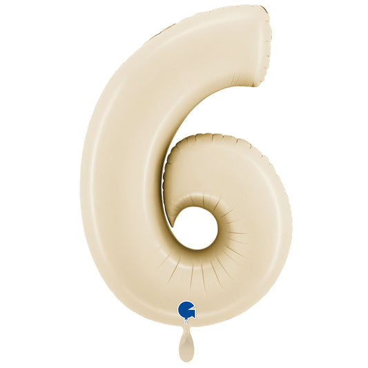 1 Balloon XXL - Number 6 - Satin Cream