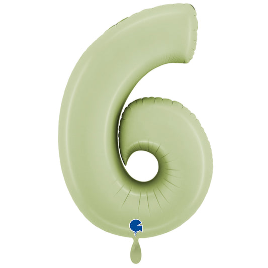 1 Balloon XXL - Number 6 - Satin Olive Green