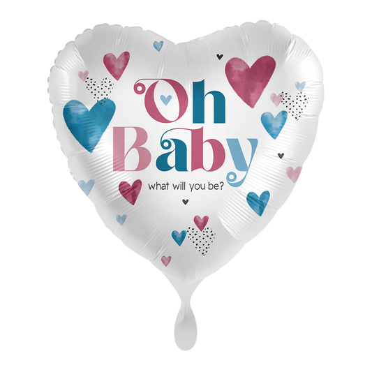 1 Balloon - Gender Reveal - Red & Blue Hearts - ENG