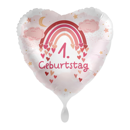 1 Balloon - Kindergeburtstag Girl - Herz & Regenbogen - GER