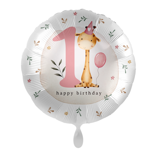 1 Balloon - Kindergeburtstag Girl - Zahl 1 Giraffe - ENG