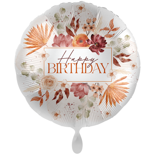 1 Balloon XXL - Happy Birthday Flowers - ENG