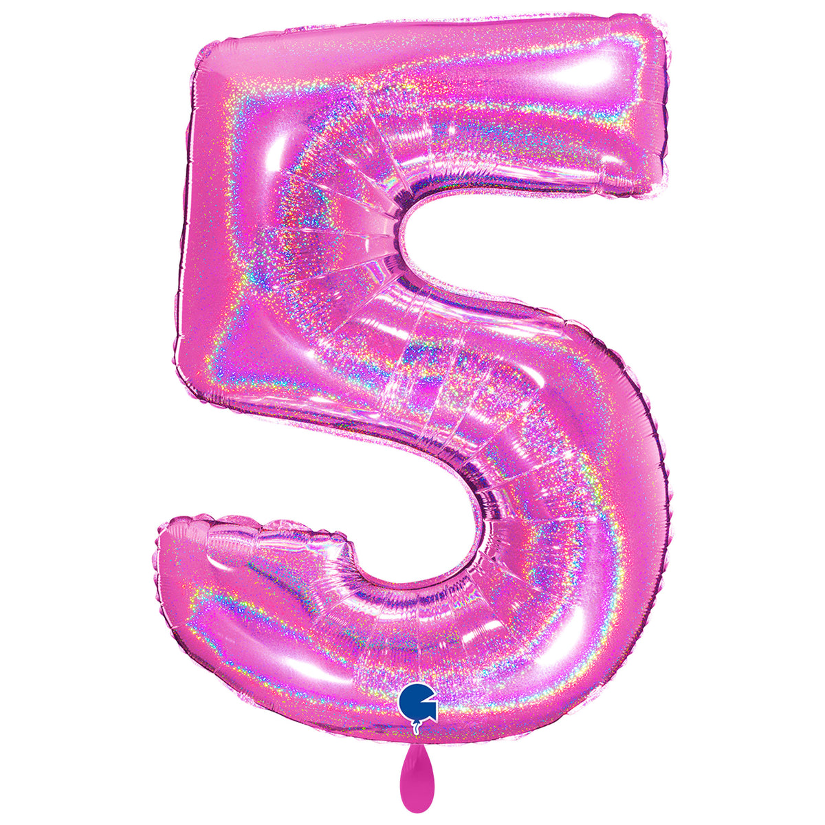 1 Balloon XXL - Number 5 - Glitter Holographic Fuxia
