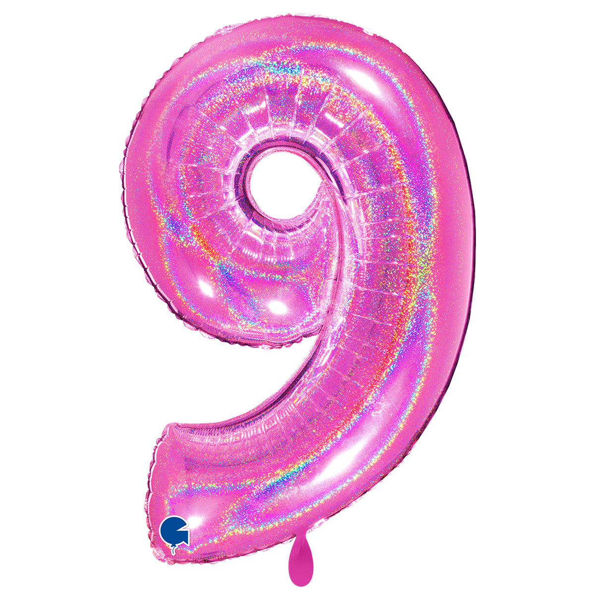 1 Balloon XXL - Number 9 - Glitter Holographic Fuxia