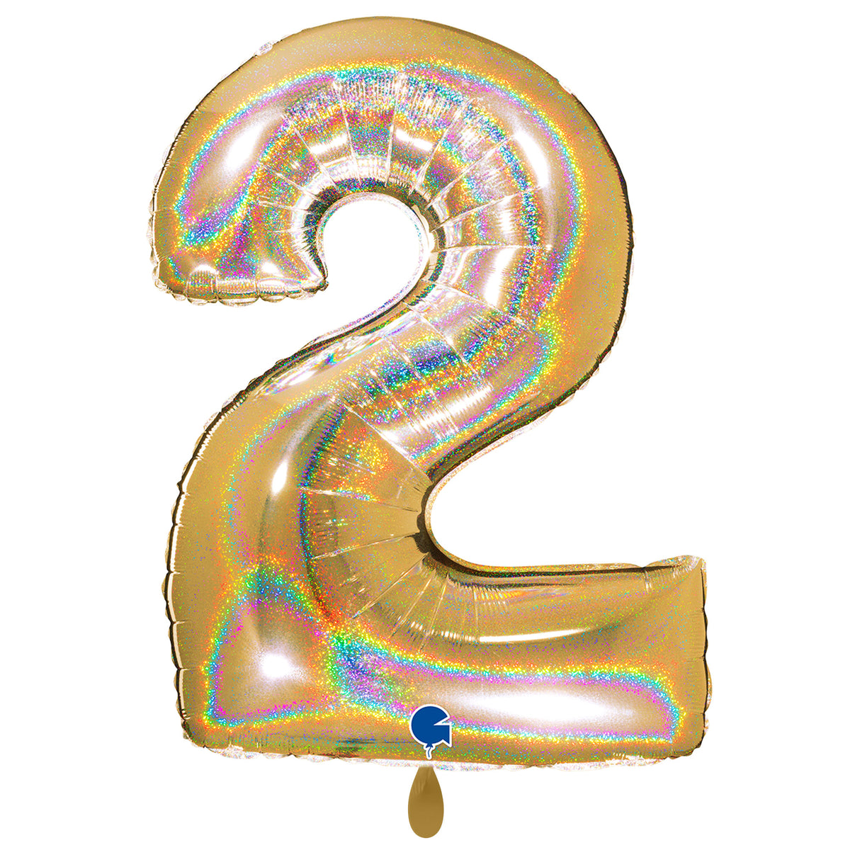 1 Balloon XXL - Number 2 - Glitter Holographic Gold