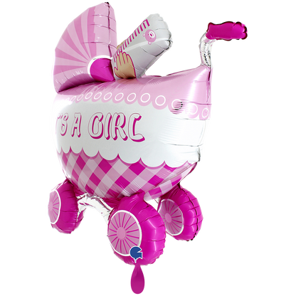 1 Balloon XXL - It's A Girl Buggy 3D
