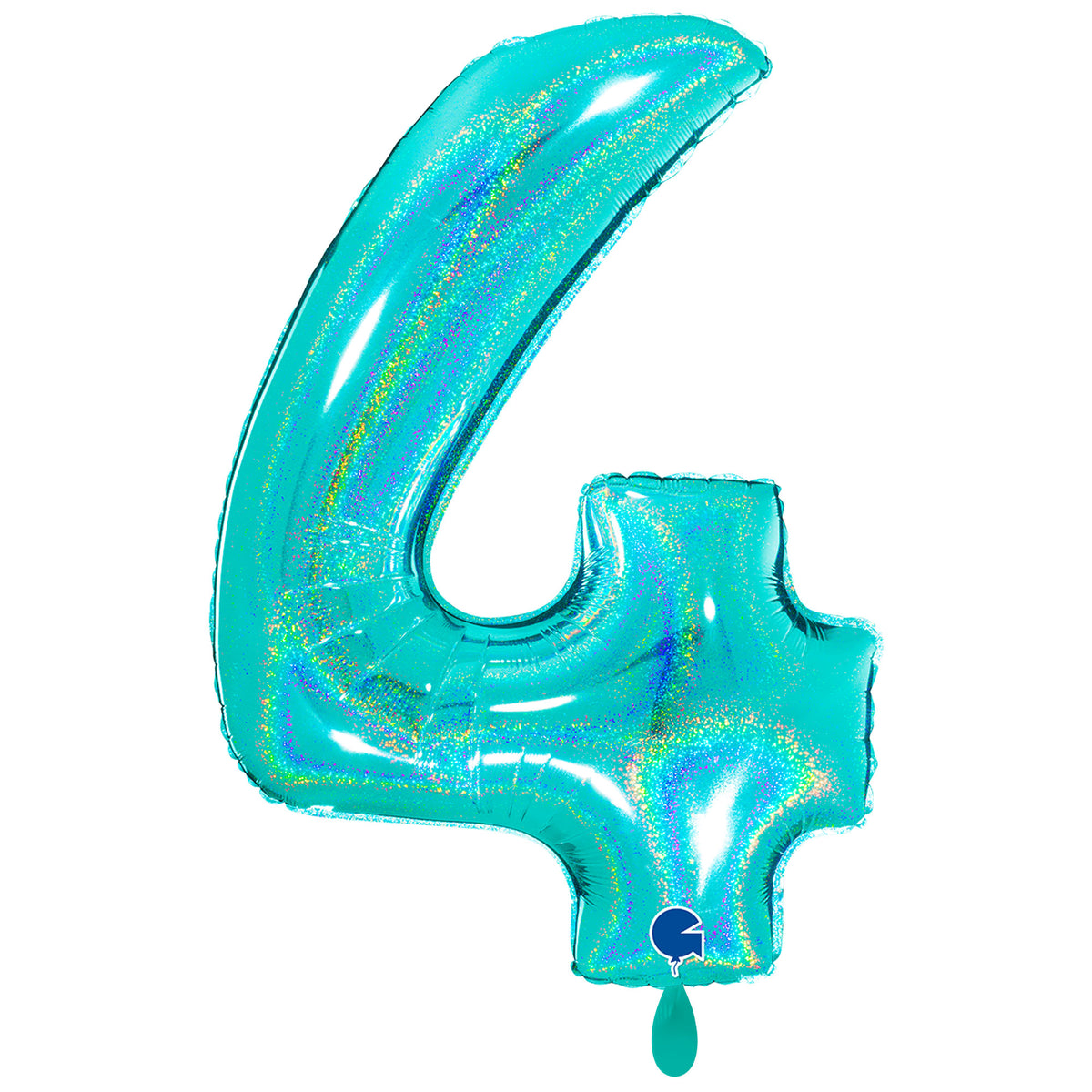 1 Balloon XXL - Number 4 - Glitter Holographic Tiffany