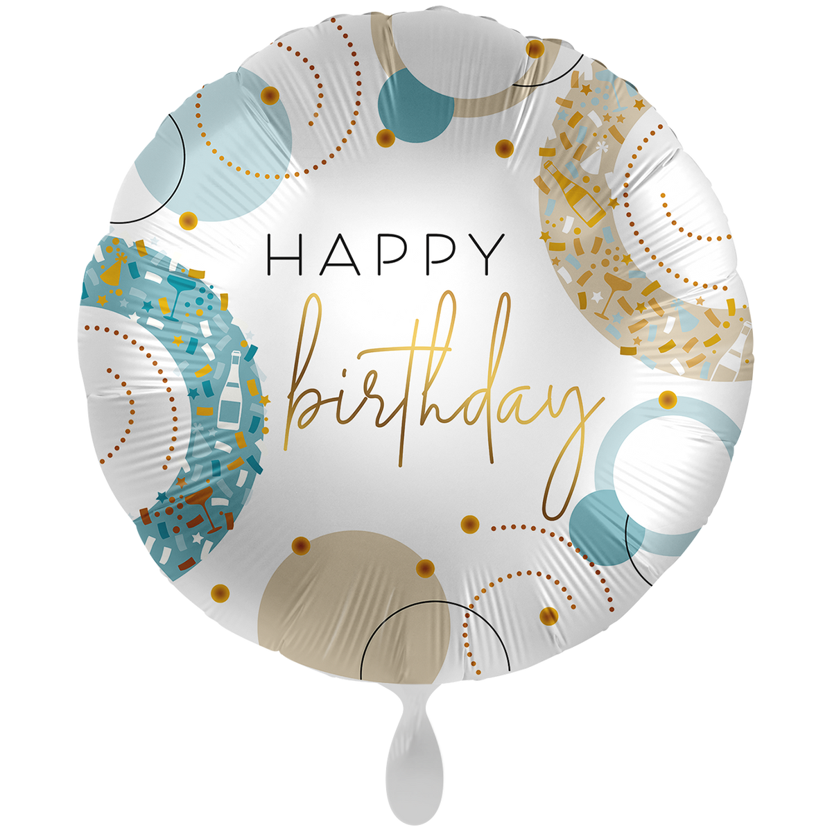 1 Balloon XXL - Golden Blue Birthday - ENG