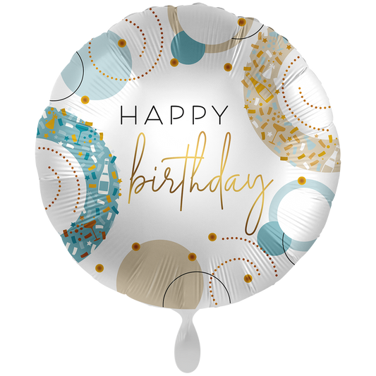 1 Balloon XXL - Golden Blue Birthday - ENG