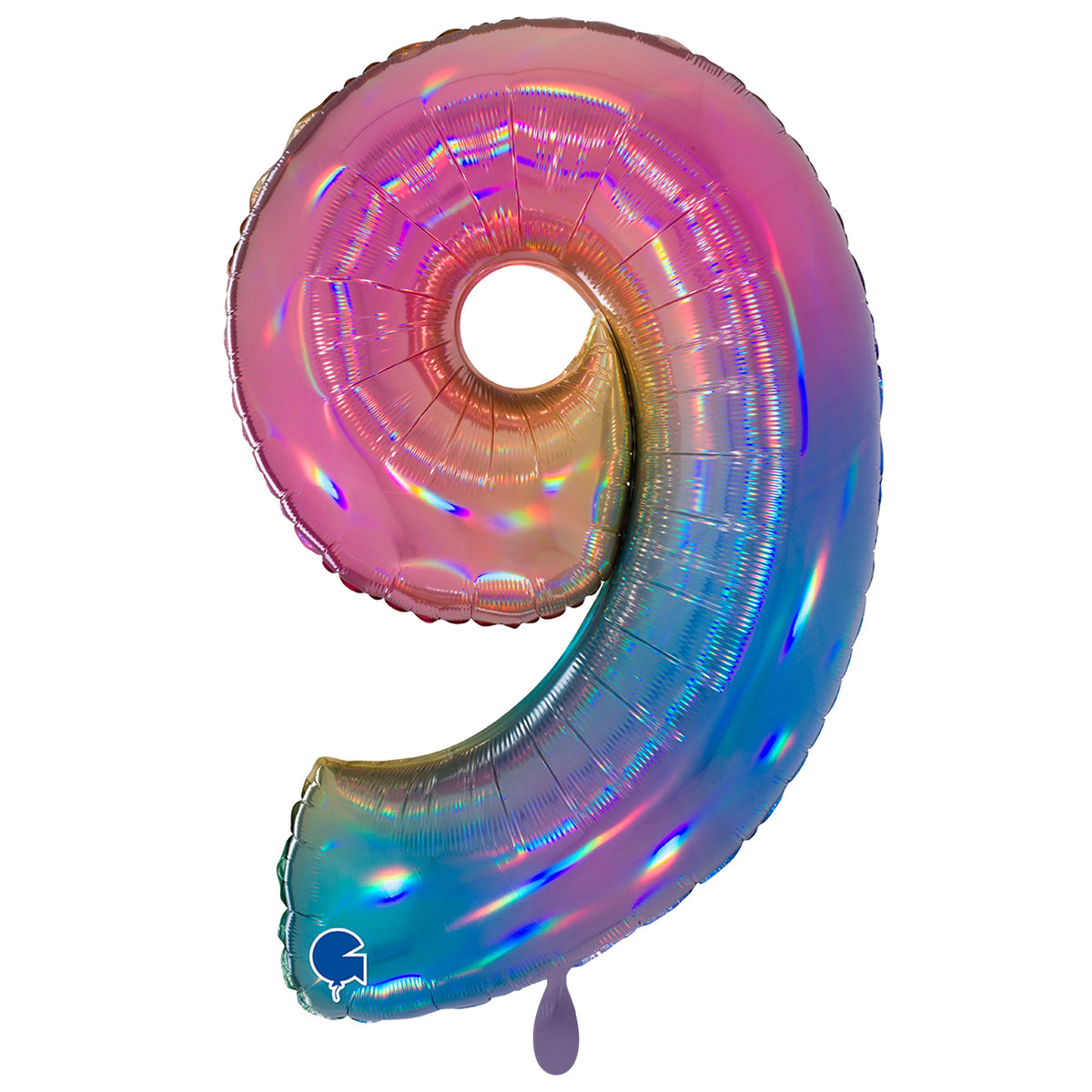 1 Balloon XXL - Number 9 - Colourful Rainbow