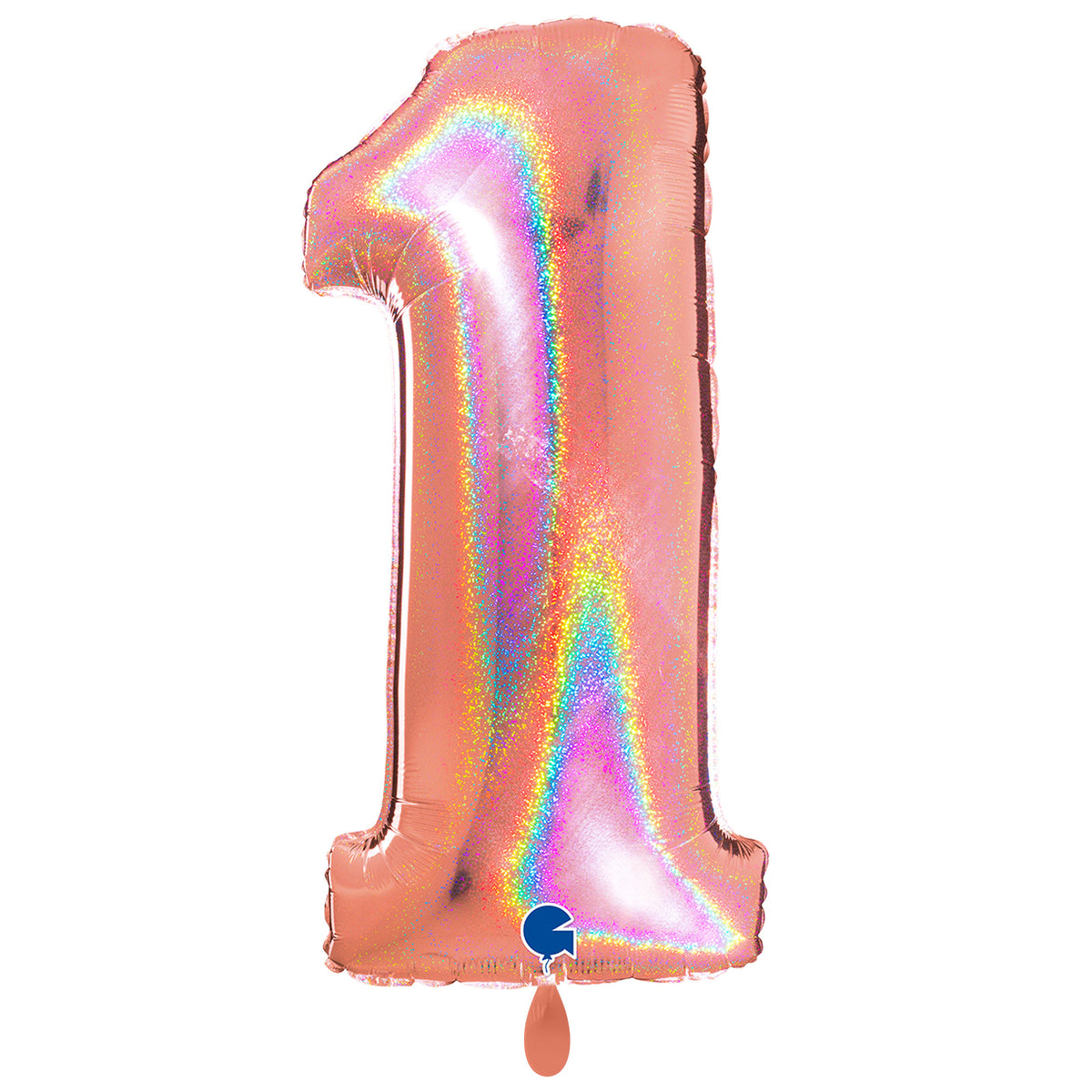 1 Balloon XXL - Number 1 - Glitter Holographic Rose Gold