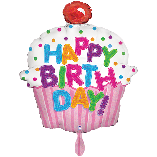 1 Balloon XXL - Happy Birthday Cupcake