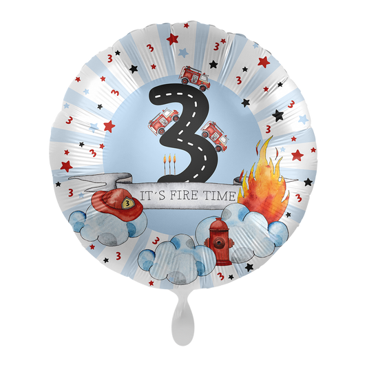 1 Balloon - Happy Fire Engine - Three