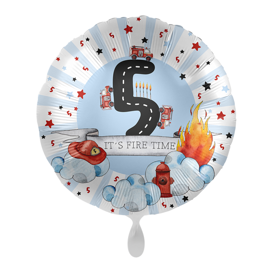 1 Balloon - Happy Fire Engine - Five