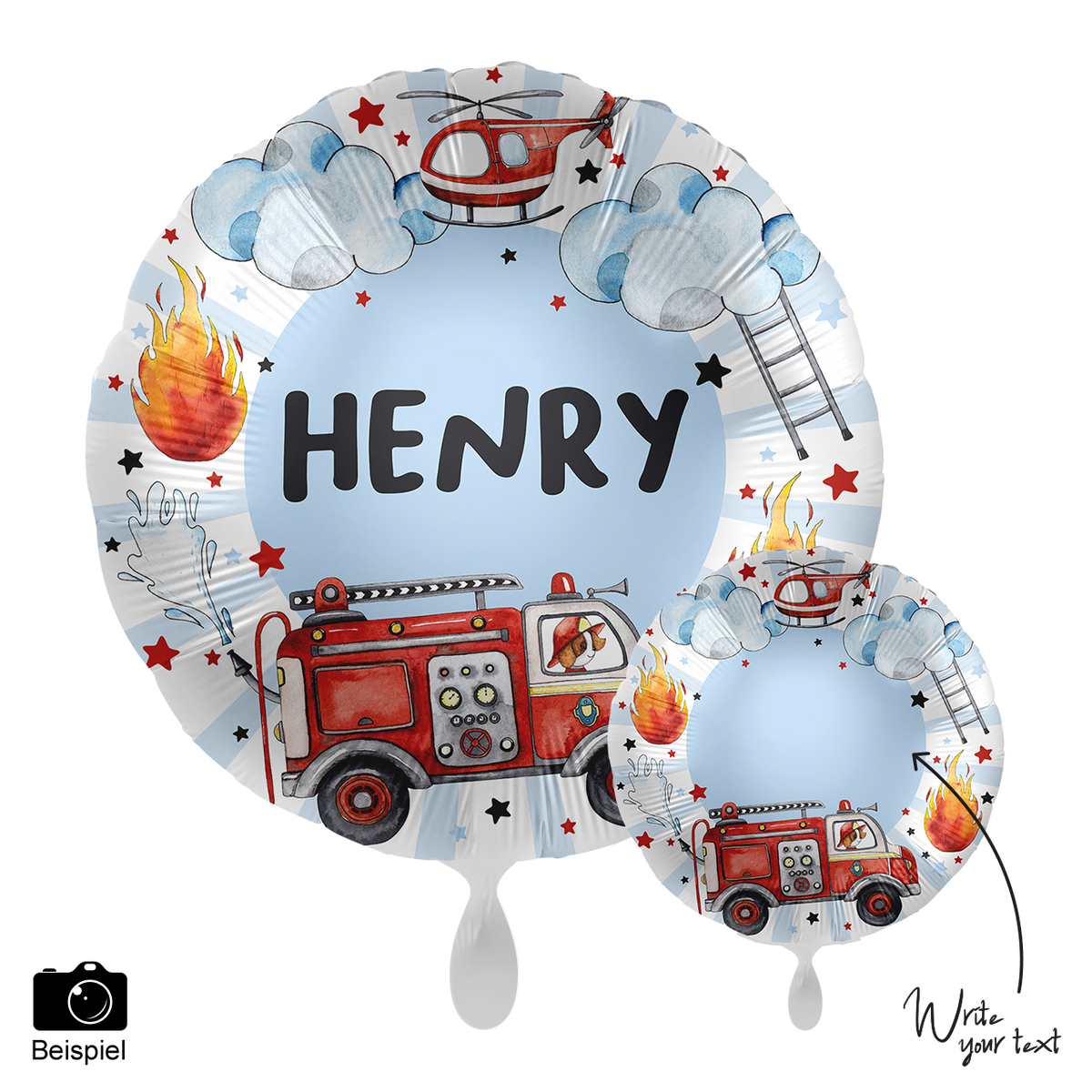 1 Balloon - Personalize IT - Happy Fire Engine