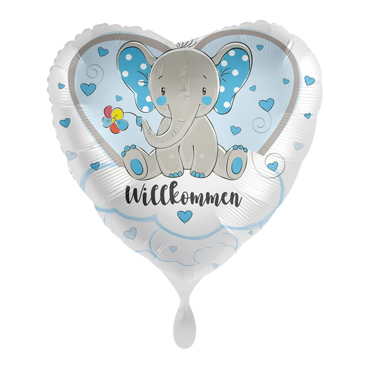 1 Ballon - Elefant Willkommen Hellblau
