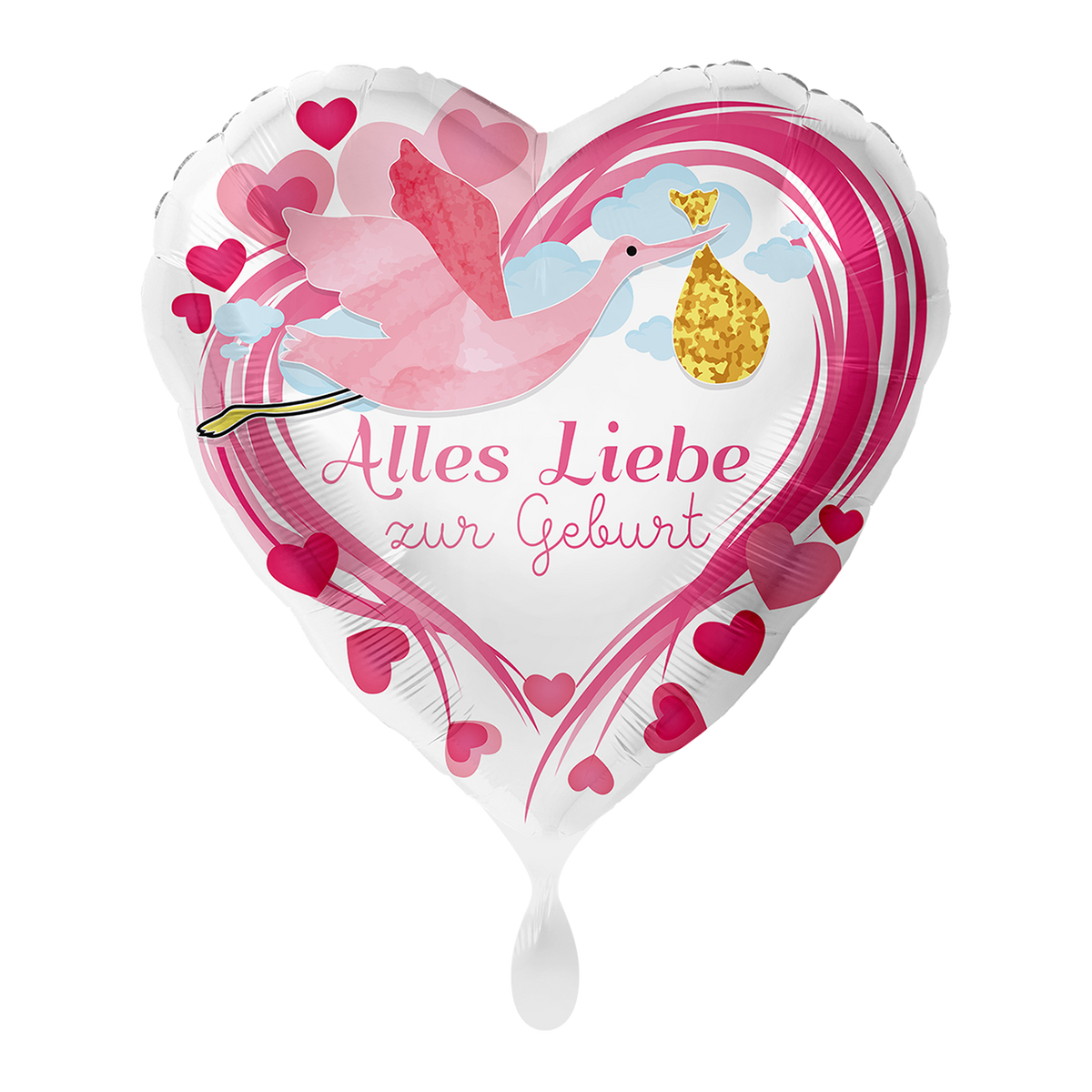 1 Ballon - Alles Liebe zur Geburt Pink