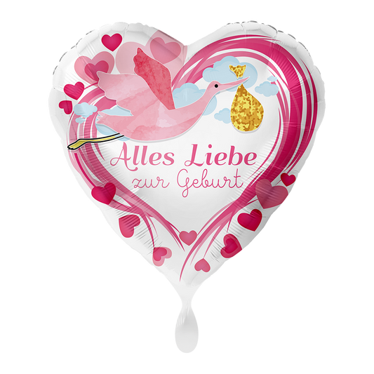 1 Ballon - Alles Liebe zur Geburt Pink