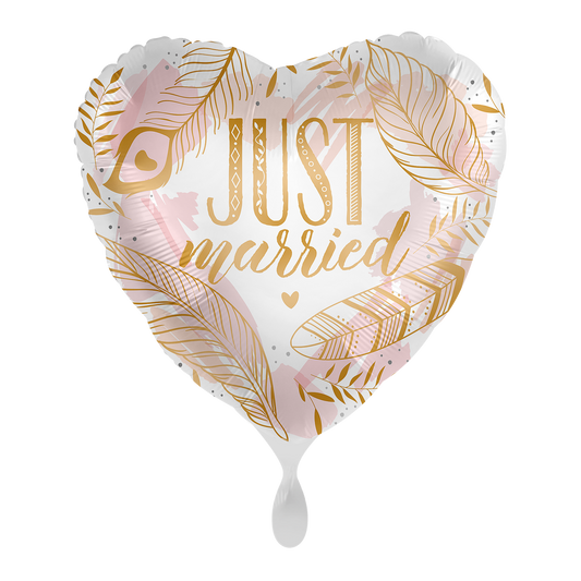 1 Balloon - Just Married Boho Feathers - ENG