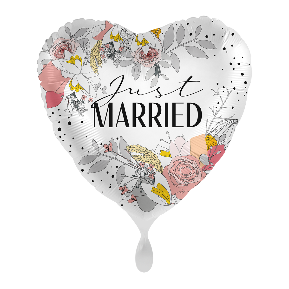1 Balloon - Just Married Abstract Flowers - ENG