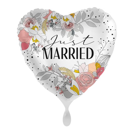 1 Balloon - Just Married Abstract Flowers - ENG