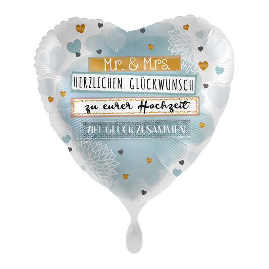 1 Ballon - Mr. & Mrs. Glückwunsch
