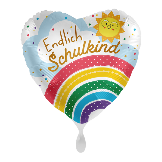 1 Ballon - Endlich Schulkind Regenbogen