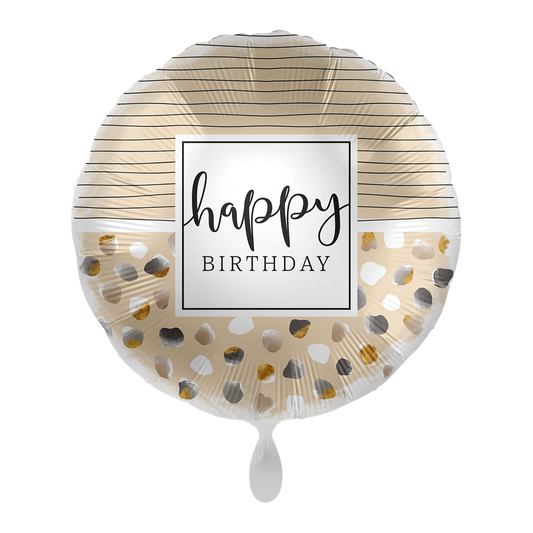 1 Balloon - Birthday Natural Dots & Stripes - ENG