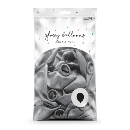 50 Luftballons - Ø 30cm - Glossy - Silber