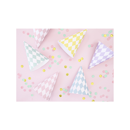 6 Partyhüte - Pastell Mix