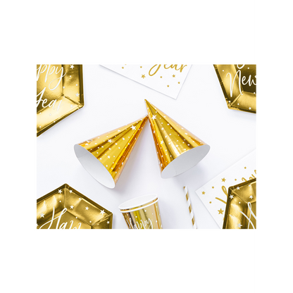 6 Partyhüte - Stars Gold