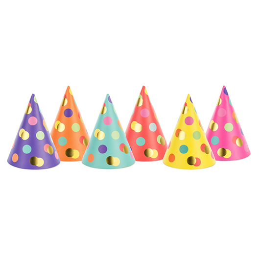 6 Partyhüte - Shiny Dots